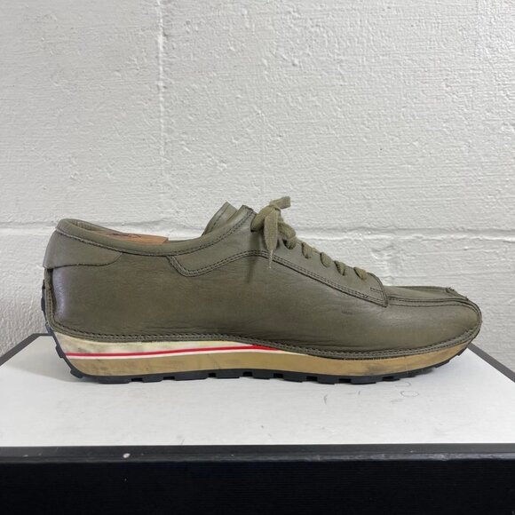 Bally Cheetah Green Leather Casual Sneaker Oxford Shoes Lace up Men\'s Size 10 D